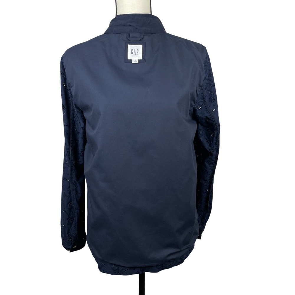 GAP Women's Utility Field Jacket Small Navy Eyelet Drawstring Waist Snap Front - Picture 8 of 13